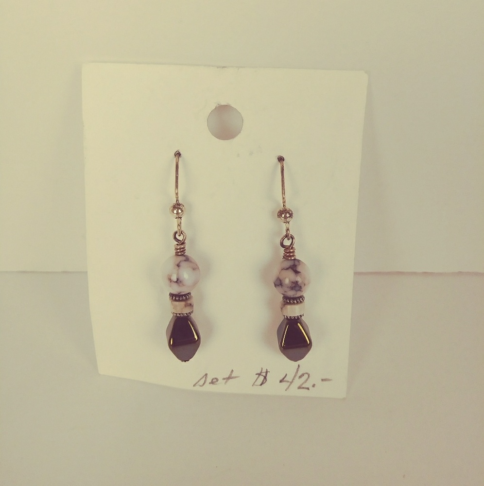 Earing Set Zia Stone Jasper and Tibetan Silver